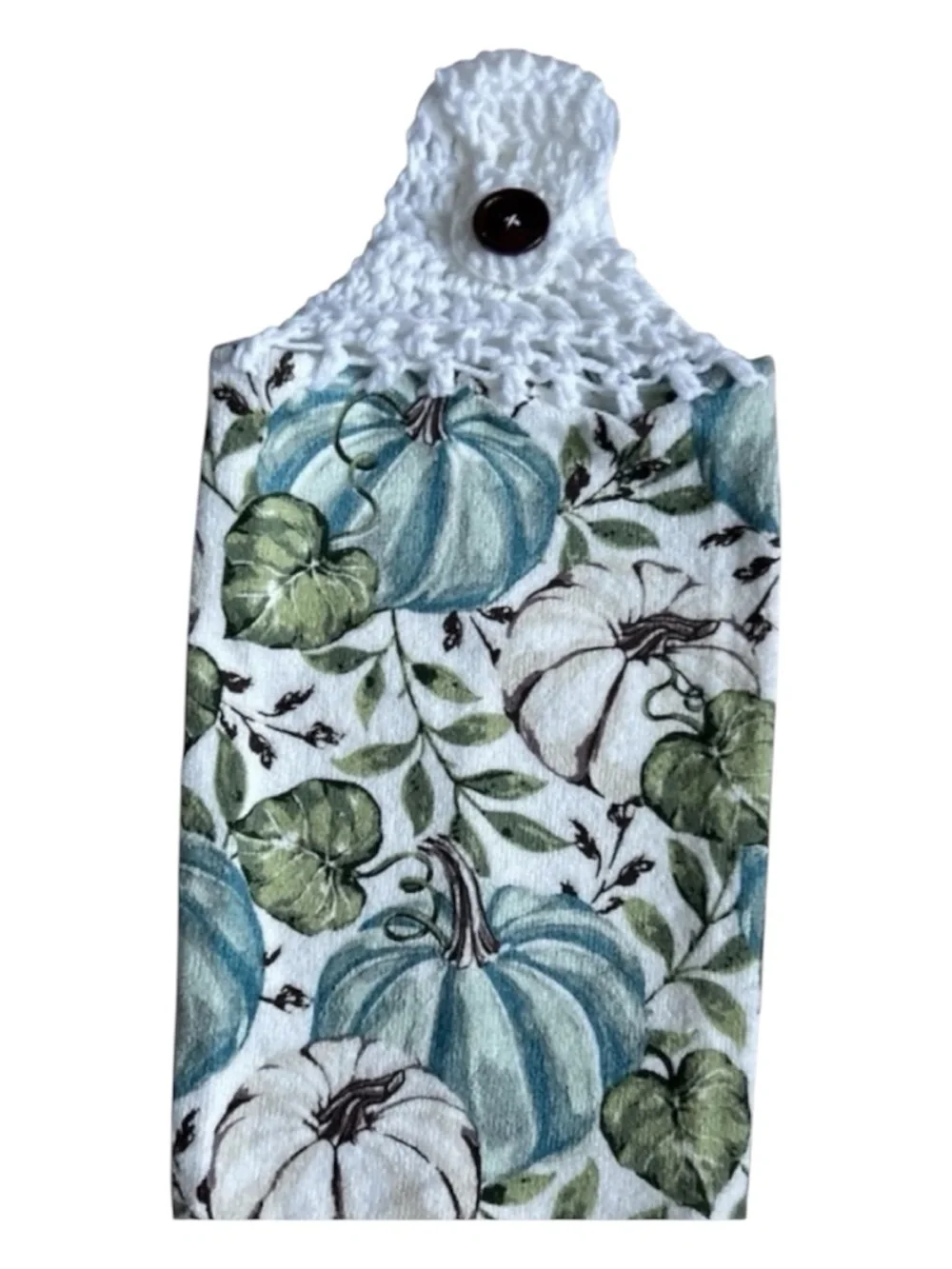 Hand Crafted Colorful Fall Pumpkins Crochet Top Hanging Kitchen Hand Towel
